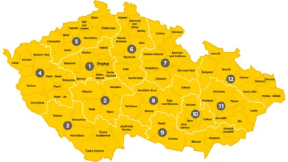 Mapa regionálního rozdělení