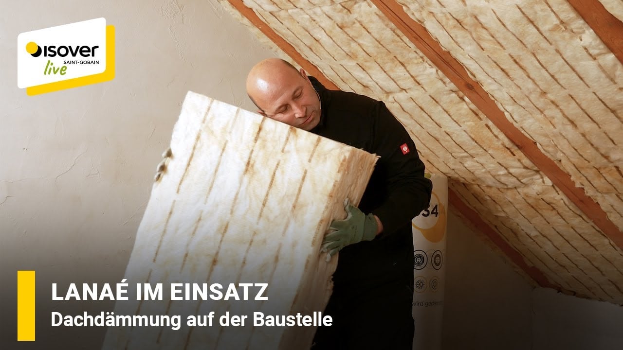Lanaé im Einsatz: Dachdämmung auf der Baustelle ✔ ISOVER live ★ Web-TV für Handwerker thumbnail